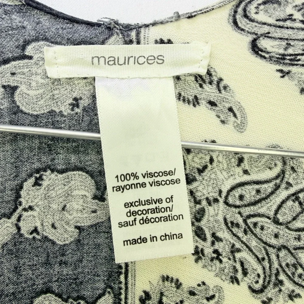 Maurices Womens Paisley Tassel Trim Kimono Wrap Black White One Size Boho